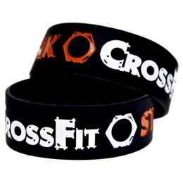 50 stks CrossFit Steampunk Silicone Rubberen Armband Zwart 1 Inch Wide Sports Decoration Logo voor Promotie Gift