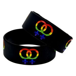 50PCS Pride Girl Gender Logo Bracelet en caoutchouc de silicone 1 pouce de large taille adulte noir pour gay