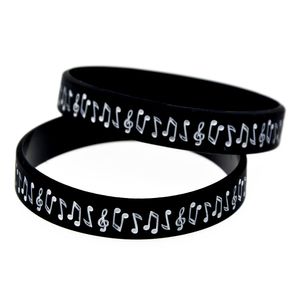 100 stks muziek opmerking siliconen rubberen armband trendy decoratie inkt gevuld logo volwassen maat 5 kleuren