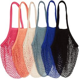 Groothandel Boodschappentas Herbruikbare Katoenen String Boodschappentassen Mesh Produce Bag Handbakken Fruit Groente Opbergzakken voor Boodschappen ZZ