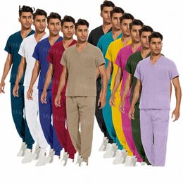 Groothandel Korte Mouw Medische Scrub Uniformen Sets Verpleegster Ziekenhuis voor Mannen Operatiekamer Hoogwaardige Chirurgische jassen Spa Uniform Q4PV #