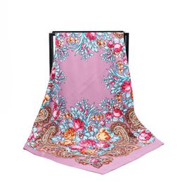 Groothandel - Shui Chinese stijl grote vierkante satijnen zijde zoals lichtgewicht sjaals haar slapende wraps voor vrouwen