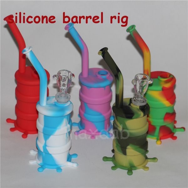 wholesale baril de silicone plates-formes bong narguilé disponible tambour de silicone plate-forme pétrolière conduite d'eau pour plates-formes pétrolières en silicone aux herbes sèches