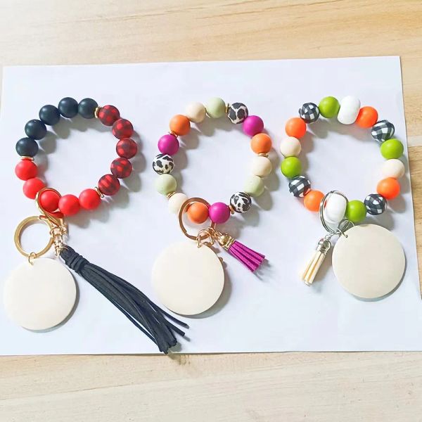 Pulsera de silicona al por mayor de silicona Corea de terciopelo Tassel Key Chain Opciones de Multicolor para mujeres