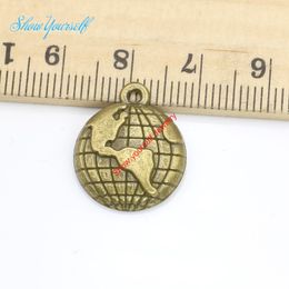 Vente en gros - Pendentifs de charmes de carte globale plaqués bronze argenté pour la fabrication de bijoux de collier bricolage artisanat fait à la main 20x16mm