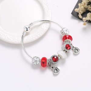 Gros- Argent Couleur Charme Pandora Bracelets pour Femmes Bleu Cristal Coeur Clé Perles Bracelets Pulseras DIY Bijoux