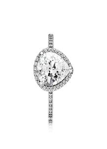 Groothandel-Zilveren CZ Diamant Traan Trouwring Set Originele Doos voor Waterdruppel Ringen voor Vrouwen Meisjes Gift Sieraden6652120