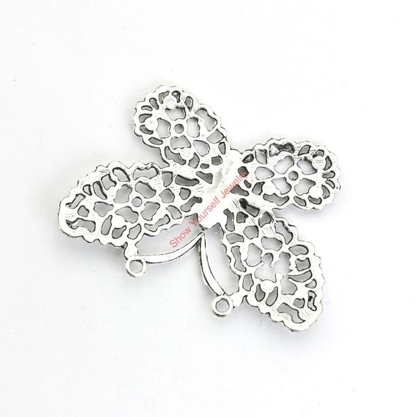 Vente en gros - Pendentifs à breloques papillon creux plaqué argent pour bracelet fabrication de bijoux bricolage collier artisanat 53x48mm