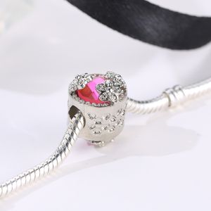 Gros-Argent sakura diamant Grand Trou Perles Lâches Cristal Strass pour Serpent chaîne de sécurité Fit DIY Charme Bracelet Bijoux