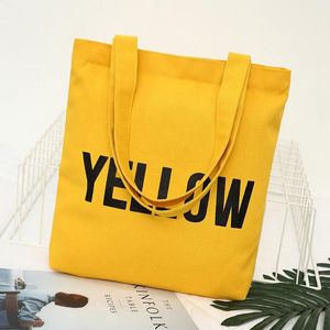 Borsa di tela di cotone semplice all'ingrosso spalla da donna borsa di tela portatile per il tempo libero shopping lettera borsa da donna