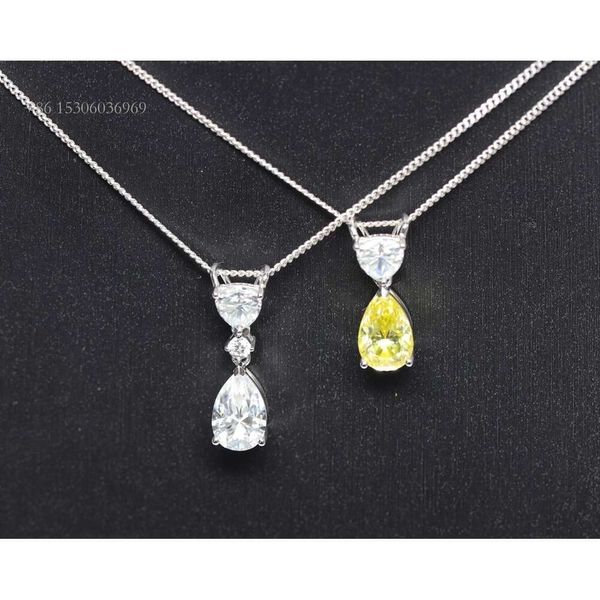 Bijoux à breloques en forme de poire, en forme de fantaisie Simple, en or 10K, diamant, couleur jaune et blanche, pendentif personnalisé, vente en gros