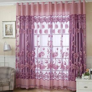 Vente en gros Simple moderne de style européen haut de gamme voile floral tulle tringle rideau fine fenêtre rideau drapé cantonnière