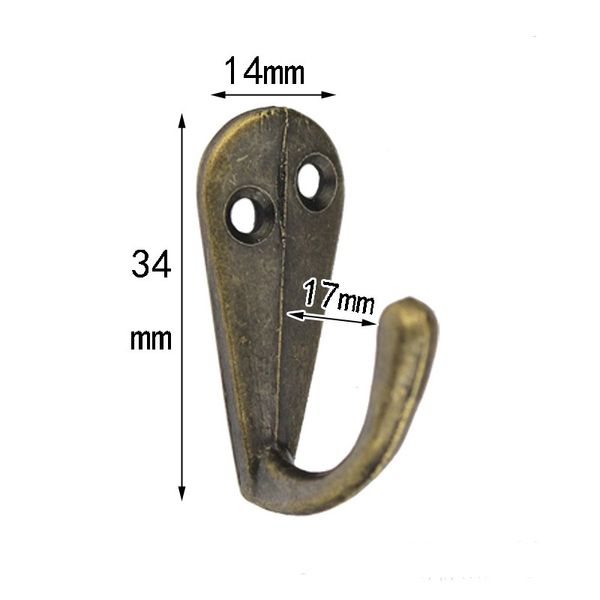 Venta al por mayor- Colgador de gancho de una sola punta Bronce antiguo 3.4 cm x 1.4 cm para ropa Abrigo Bata Monedero Sombrero DH8765