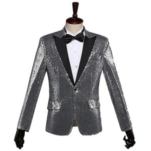 6 Couleurs Paillettes Blazer Manteau Hommes Bar Chanteur Stade Performance Paillettes Blazers Soirée Banquet Hôte Prom Party Paillettes Costume De Smoking