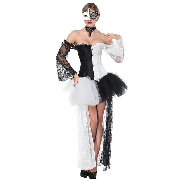 Corset à manches en gros Costume Steampunk Robe Burlesque Vêtements gothiques Espartilhos E Corpetes Sexy KorseFor Femmes