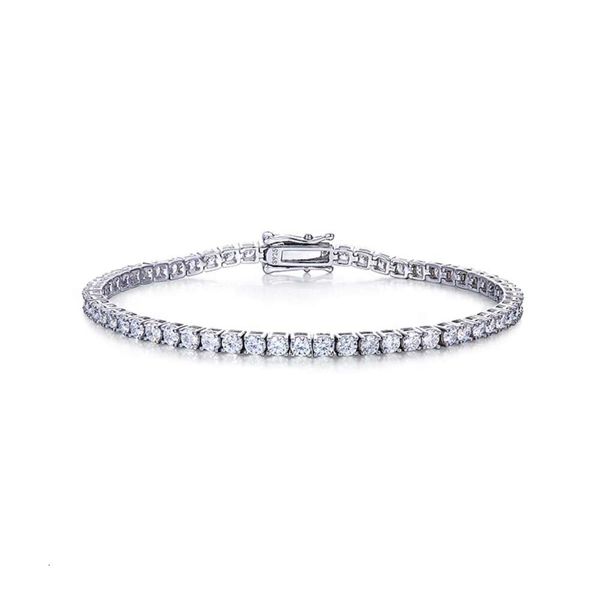 Venta al por mayor, pulsera de tenis con dije de diamante Moissanite plateada en oro blanco de 3Mm para mujer