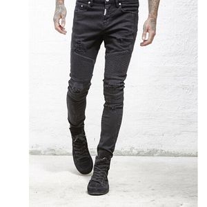 SLP en gros bleu / noir de détruit pour hommes minces milairs droits skinny jeans décontractés hommes longs taille 28-38 livraison gratuite e0g3