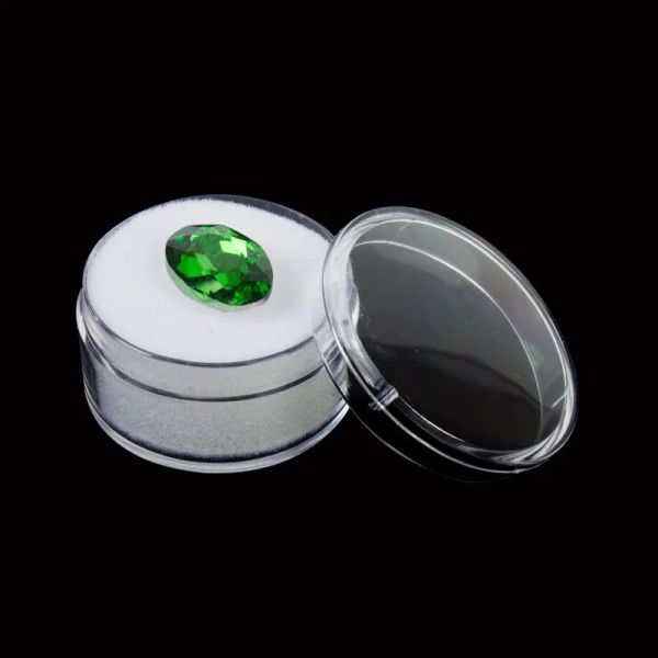 vente en gros petite boîte de présentation de pierres précieuses en vrac boîte de présentation de bijoux ronde porte-conteneur avec couvercles supérieurs transparents et éponge ZZ