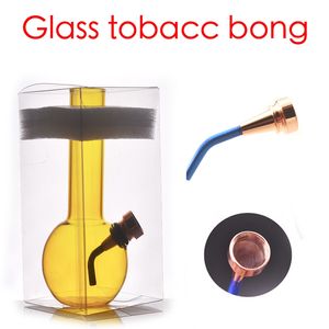 Gros petit mini narguilé voyage verre jaune eau dab plate-forme bong pipe à tabac recycleur cendres receveur bongs avec tige en métal fumer bol d'herbes sèches