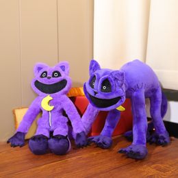 Groothandel lachende beestjes enge paarse kat pop lachend dier monster paarse kat knuffel