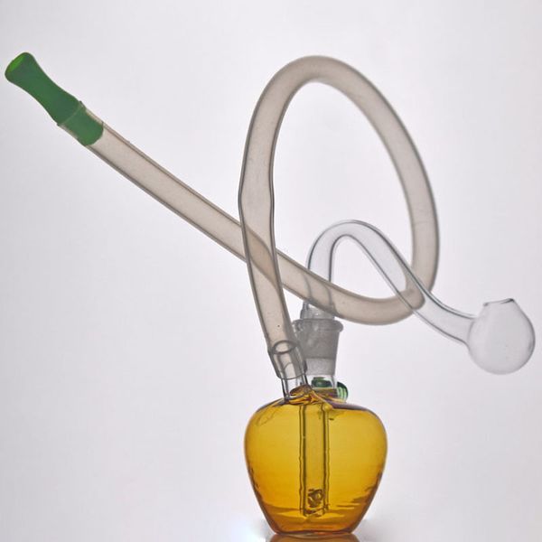 Venta al por mayor Fumar mini bombilla estilo 10 mm hembra plataforma de vidrio bong tubería de agua con recipiente para quemador de aceite y manguera de silicona