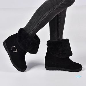 Wholesale-Snow Boot Long Warm Pluche Inside Flock Winterschoenen Plantform Reversflessen