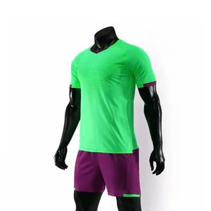 Uniforme de fútbol al por mayor con jersey de alta calidad de alta calidad 100% uniforme de fútbol de poliéster tendencia uniforme de fútbol verde naranja rojo intenso verde