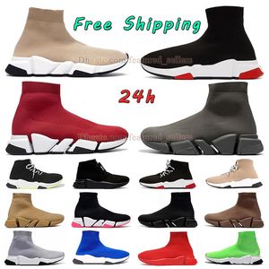 Gratis verzend sokschoenen Designer Heren Dames Casual Trainer Luxe Paris Paris Femme Street Waling Sneaker Triple Black Wit Green Donker Bruin Pink Dhgate Dhgate