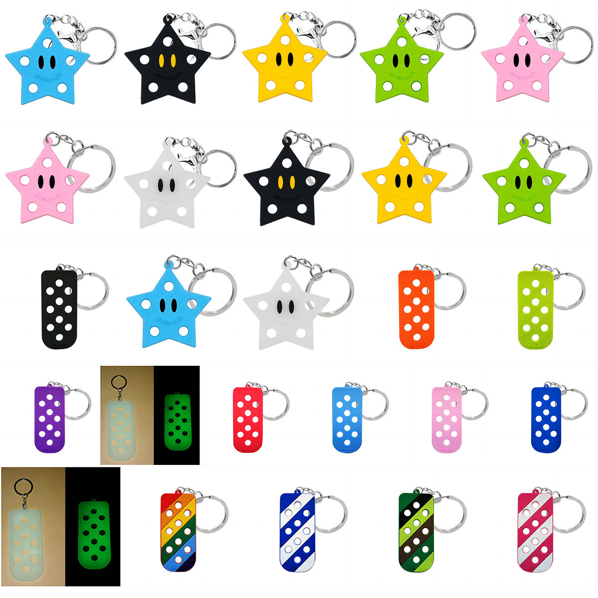 Wholesale Soft EVA PVC Croc Charm Keychain Organizers Key Chain with Hole for Croc Charms Assorted color