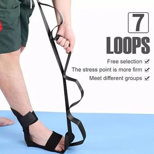 Groothandel zachte sport yoga ligament stretching riem drie kleuren yoga stretching riem voor been- en hamstring voetpijnverlichting