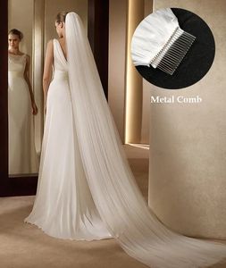 En gros Soft Tulle 3Meter 5Mètre blanc Ivory Voile Mariee Long Wedding Veil avec peigne métallique Coathes Bridal Vestido de Noiva