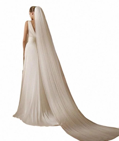 wholesale Tul suave 3 metros 5 metros blanco marfil voile mariee lg velo de novia con peine de metal tocado de novia vestido de novia c0Fi #