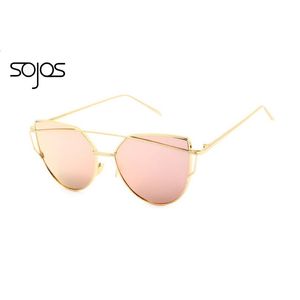 Miroir en vente en gros Miroir de soleil Lunettes de soleil Femmes Hommes Cat Eye Sun Glasses Fashion Brand Twin-Packs Pink Sun Suns Oculos de Sol 100 286Z