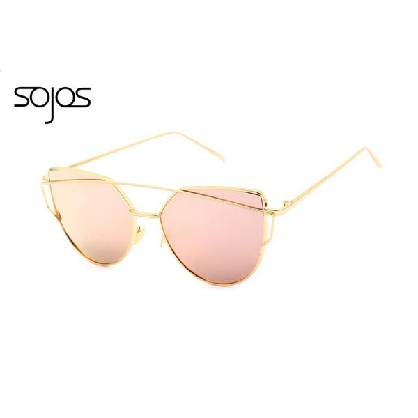 Miroir en vente en gros Lunettes de soleil Miroir de soleil Femmes Hommes Cat Eye Sun Glasses Fashion Notor-Boucles Pink Sun Suns Oculos de Sol 100 220M