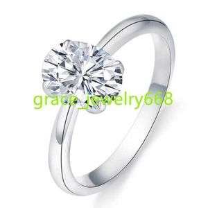 Solide en gros 9/10/14/18K Gol Gra GRA Certification OVAL FORME 6 * 8 mm 1.5ct D VVS Moisanite Diamond Engagement Femme Ring