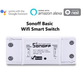 Venta al por mayor SONOFF interruptor inalámbrico básico Wifi Control remoto módulo de automatización DIY temporizador Universal Smart Home módulo de relé controlador