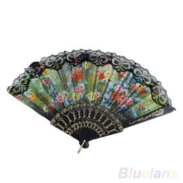 Groothandel-Spaanse bloem floral stof kant vouwen hand dansen bruiloft decor fan 1n1g 2kfm