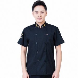 wholesale Spot Goods Chef Vêtements d'été à manches courtes Restauration Restaurant Serveur Workwear grande taille Uniforme de cuisine Cus r13e #