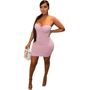 Vente en gros Printemps Eté Autunm Sexy One Piece Barboteuses Nude Sans Manches Sangle Femmes Combinaisons Profond Col En V Court Club Barboteuse Slim Fit Empire Taille Clohtes S M L XL