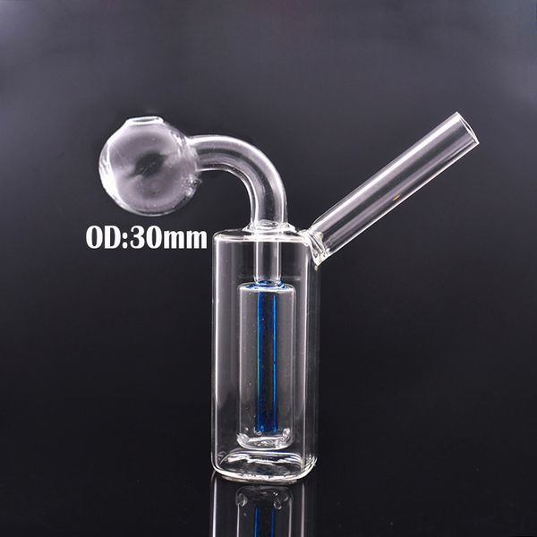 Gros brûleur à mazout en verre carré Bong narguilé Shisha taille de la main barboteur fumer eau Bongs Dab Rig cendrier avec 30mm tuyau de brûleur à mazout accessoires pour fumer