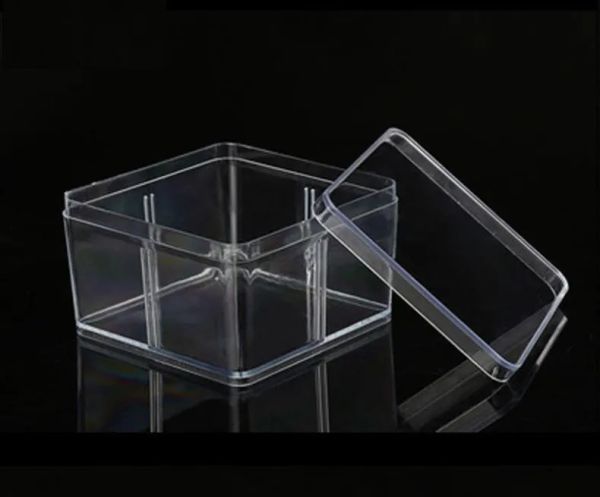wholesale Caja de plástico cuadrada de 9,5 * 9,5 cm para accesorios pequeños Cajas de embalaje de PVC transparente con tapa contenedor SN725 LL
