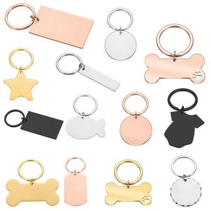 Groothandel roestvrij staal blanco Dog Tag Round Fish Bot Keychain Hangers voor kettingen Aangepaste doe -het -zelf sieraden maken sleutelhangers 240320