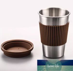 Tasses à café en acier inoxydable en gros tasses à boire portables avec couvercles en silicone tasse de coke d'eau de voyage gobelet à vin tasse droite bouteille d'eau