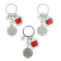 Wholesale en acier inoxydable porte-clés rouges pomme coeur charmes porte-clés enseignant cadeaux bijoux pour femmes hommes filles dames