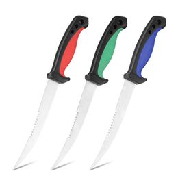 Couteaux de cuisine en acier inoxydable, vente en gros, filet de pêche en plein air, couteau à filet de coupe facile à utiliser