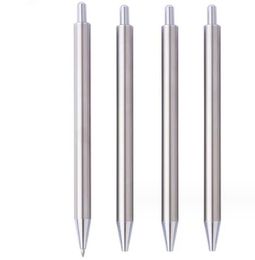 Stylo à balle en acier inoxydable cliquement argenté logo personnalisé mariage promotionnel cadeau personnalisé metal stylo non clip-métal stylos