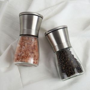 wholesale Molinillo de sal y pimienta de acero inoxidable Molino de sal marina de cerámica ajustable Utensilios de cocina DH95