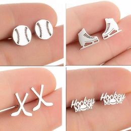 Groothandel RVS Stud Earring Sport Sieraden Hockey Moeder Ijshockey Skate Honkbal Softbal Oorbellen Voor Vrouwen Mannen Meisjes Gift ZZ