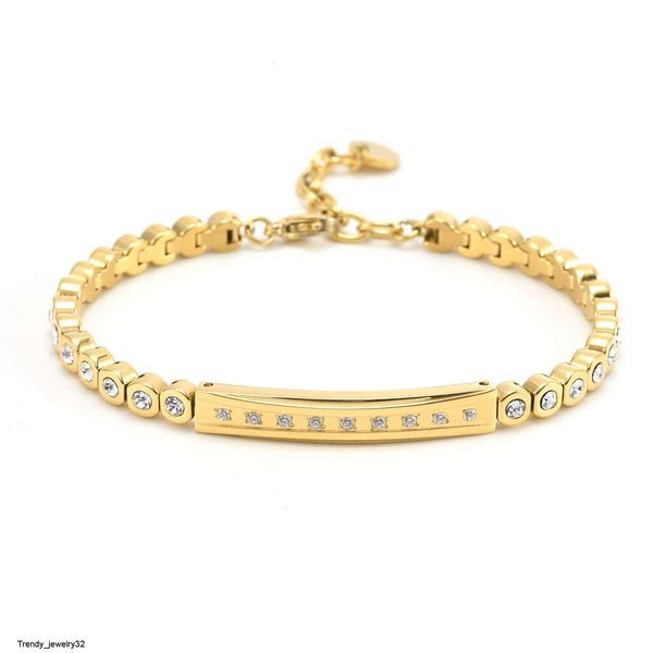 Bracelet chaîne de Tennis en acier inoxydable, plaqué or, barre en Zircon cubique, Bracelet à breloques pour femmes, vente en gros