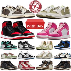 air Retro Jordan 1 j1 jordab 1 1s jorden1s basketball shoes men women chaussure Chicago Lost and Found Black Phantom Royal Reimagined Canary outdoor mens trainers sneakers【code ：L】